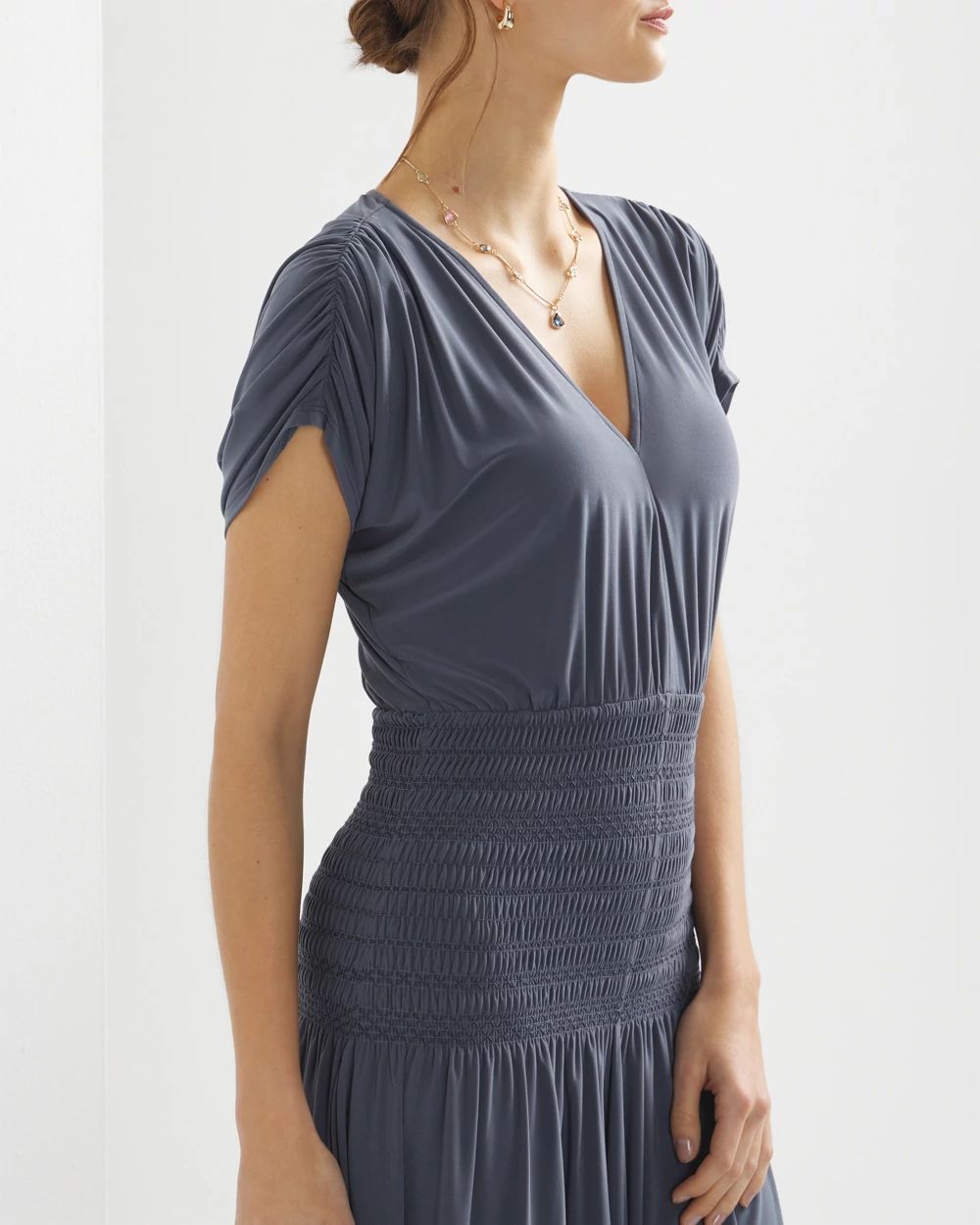 Matte Jersey Smocked Midi Dress | White House Black Market
